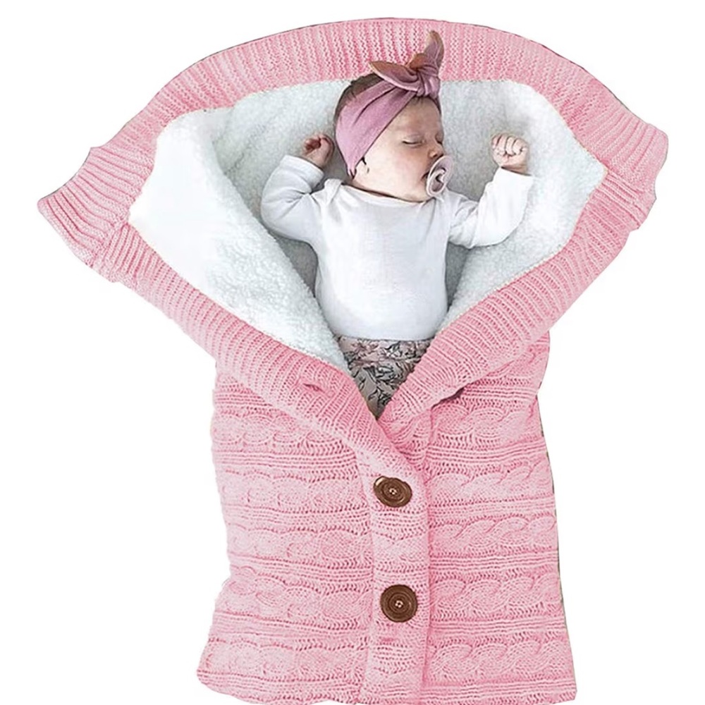 Amazon Pink Knitted Baby Swaddle Blanket